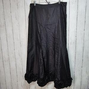 Cordelia Black Maxi Skirt Ruffle Steampunk Fairy Goth Corset Lace Up Renaissance